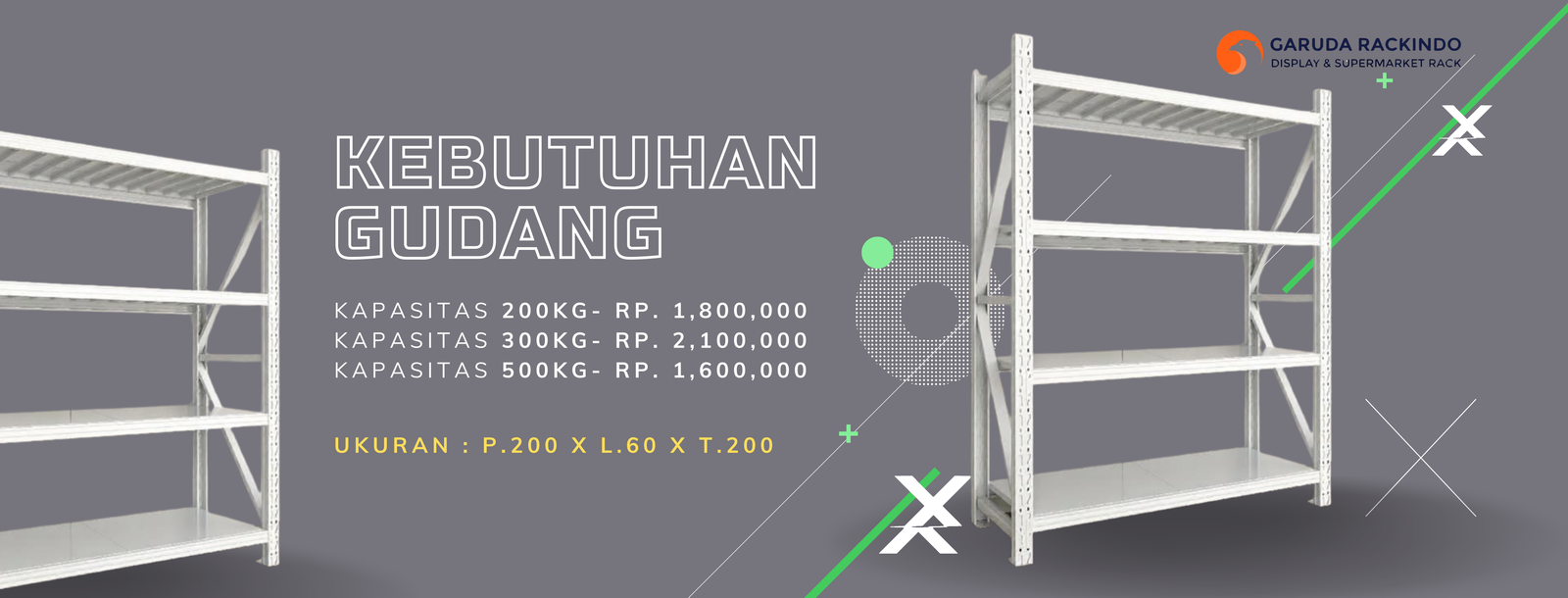 Rak Gudang Kapasitas 300KG -  Rp. 2,100,000